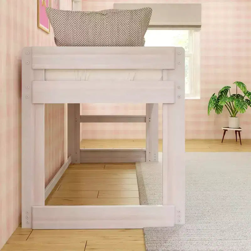 Modern Farmhouse Solid Wood Low Twin Loft Bed for Kids