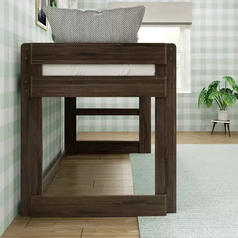 Modern Farmhouse Solid Wood Low Twin Loft Bed for Kids