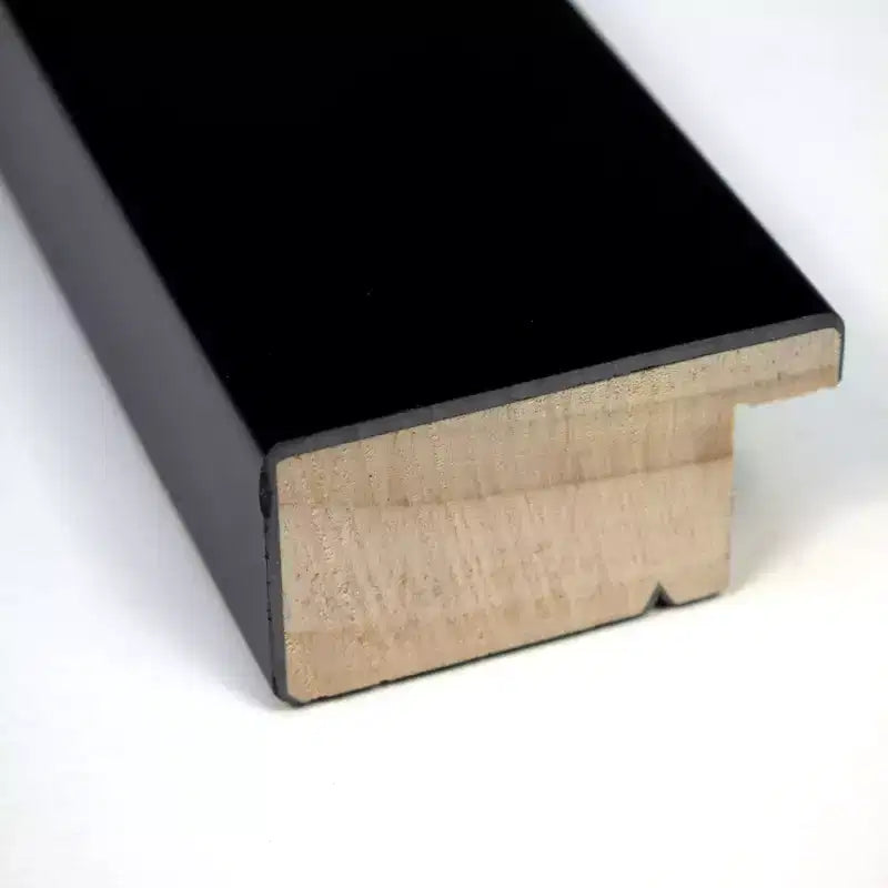 Black Matte Non-Beveled Wood Bathroom Wall Mirror