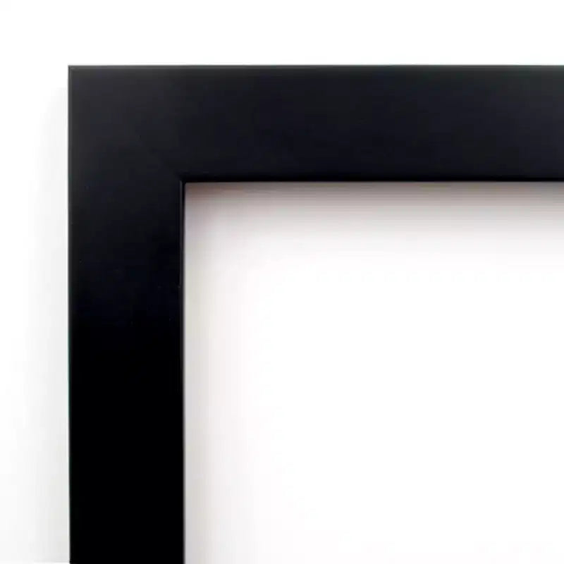 Black Matte Non-Beveled Wood Bathroom Wall Mirror