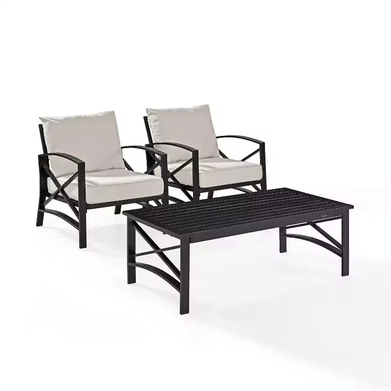 Conjunto de conversación para patio exterior Kaplan de 3 piezas de Crosley, de acero, para espacios pequeños