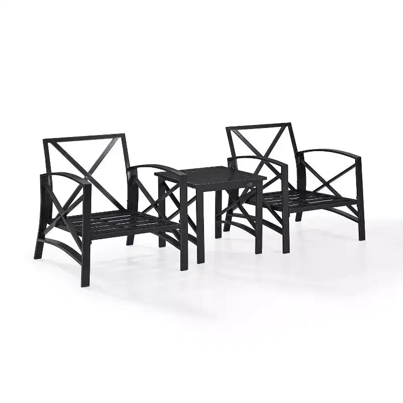 Conjunto de asientos exterior Kaplan de 3 piezas de Crosley con 2 sillas y mesa auxiliar