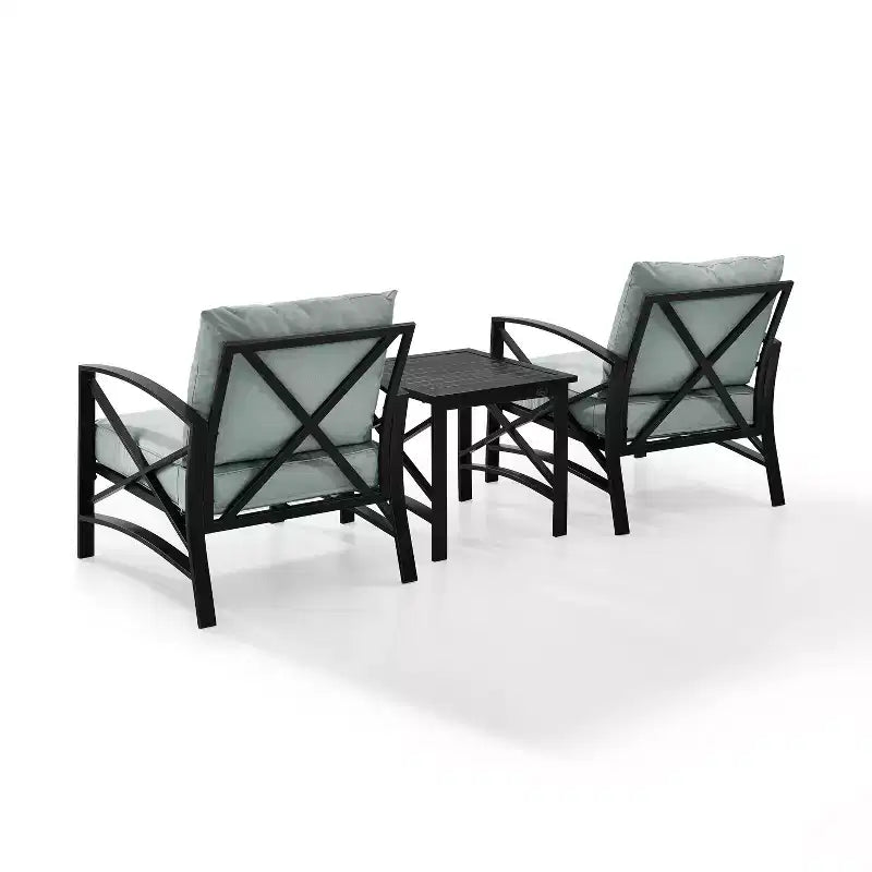 Conjunto de asientos exterior Kaplan de 3 piezas de Crosley con 2 sillas y mesa auxiliar