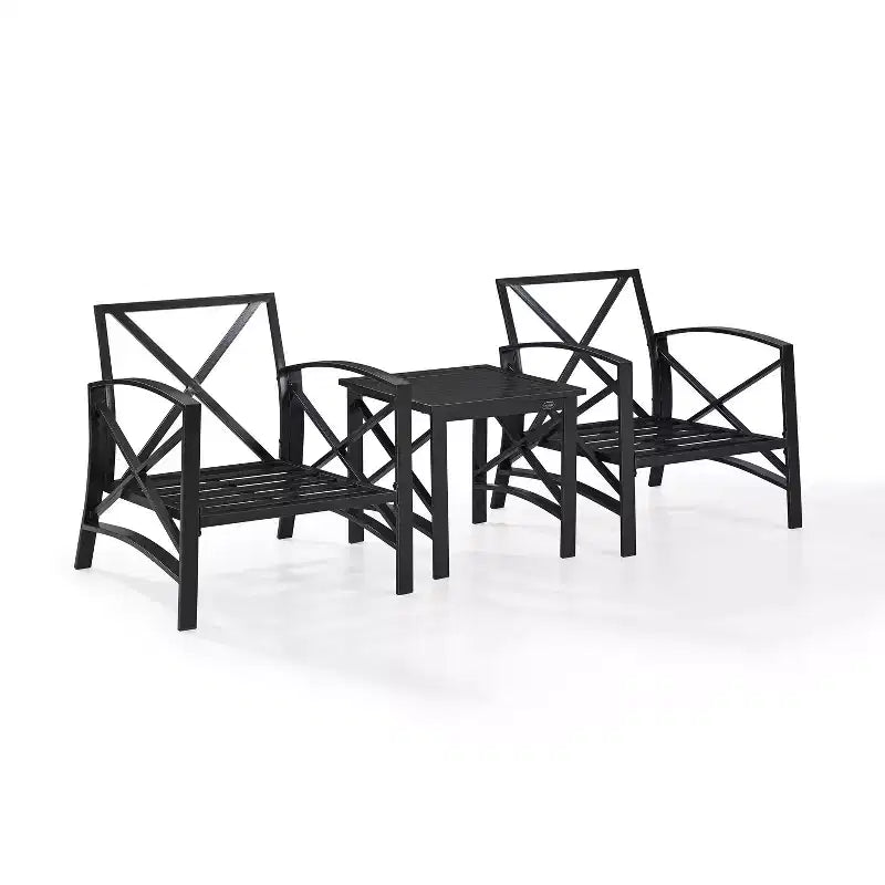 Conjunto de asientos exterior Kaplan de 3 piezas de Crosley con 2 sillas y mesa auxiliar