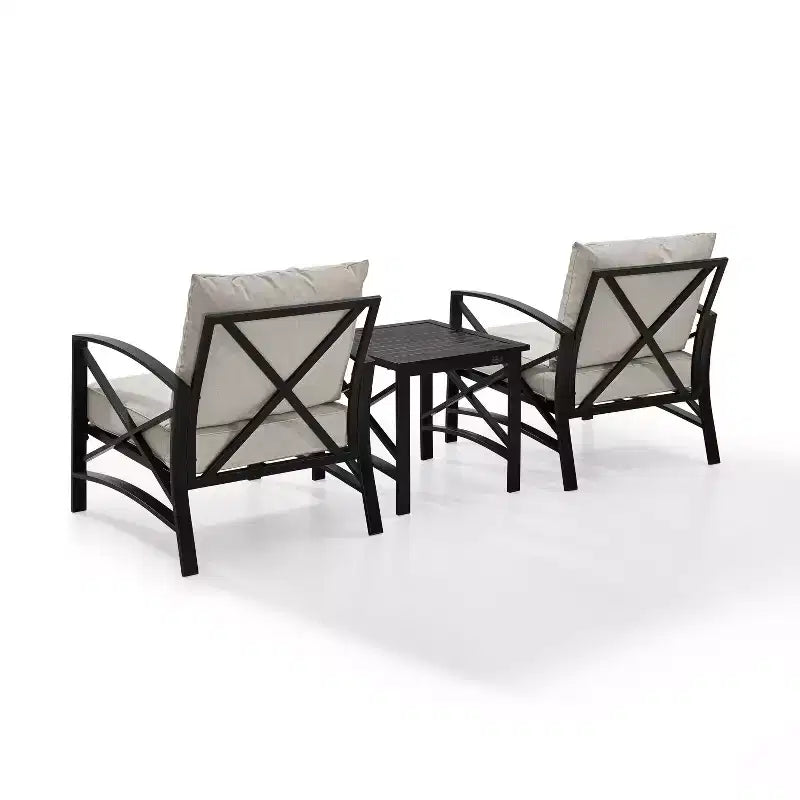 Conjunto de asientos exterior Kaplan de 3 piezas de Crosley con 2 sillas y mesa auxiliar