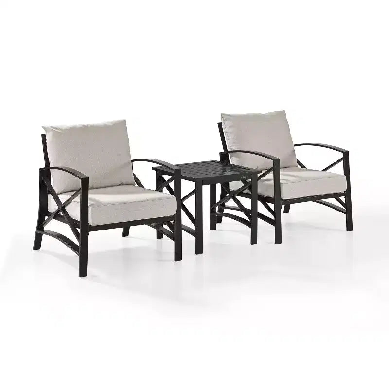 Conjunto de asientos exterior Kaplan de 3 piezas de Crosley con 2 sillas y mesa auxiliar