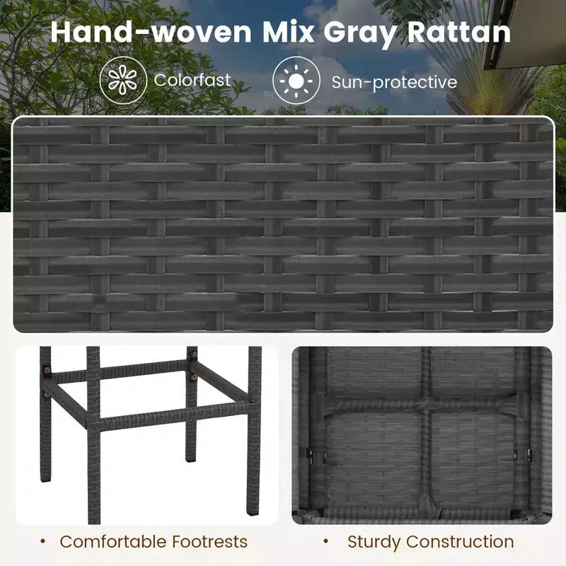 Costway conjunto de bar de mimbre para exterior de 5 PIEZAS con estantes de almacenamiento ocultos, mesa de bar y taburetes