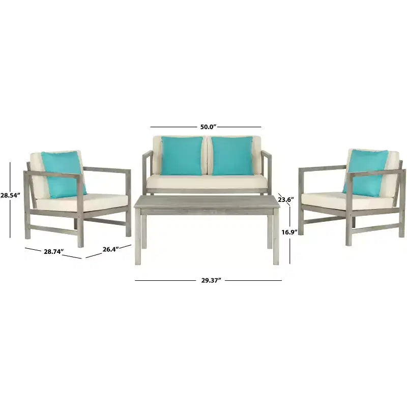Montez 4 Piece Patio Set - Indoor/Outdoor - PAT7030 - Safavieh