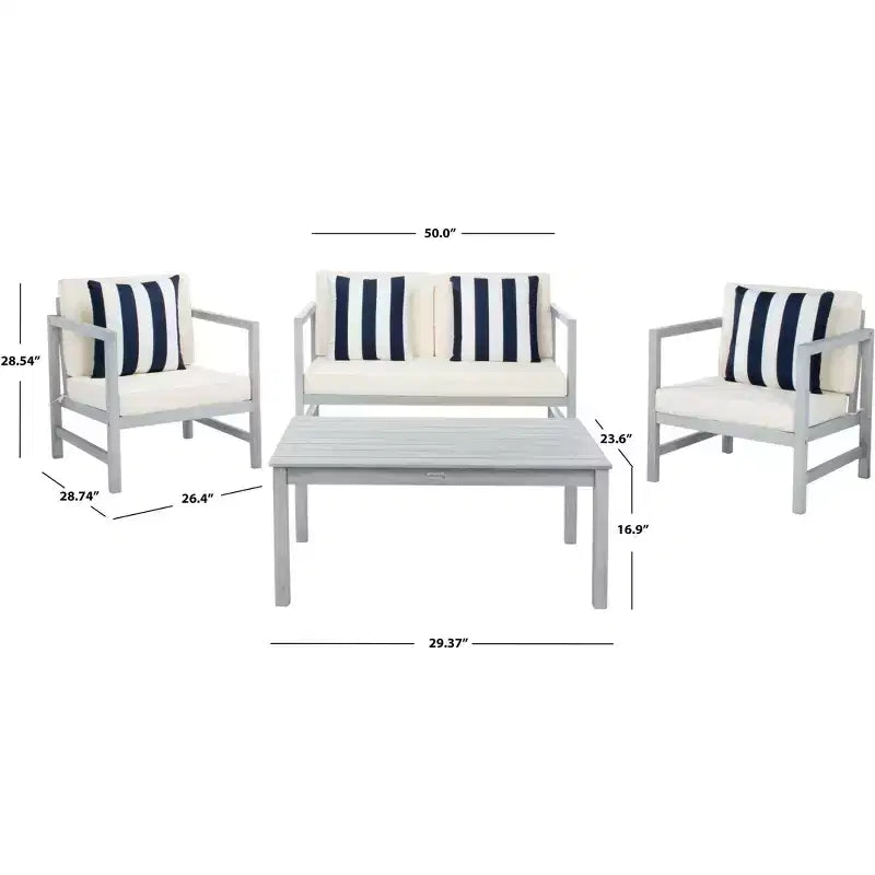 Montez 4 Piece Patio Set - Indoor/Outdoor - PAT7030 - Safavieh