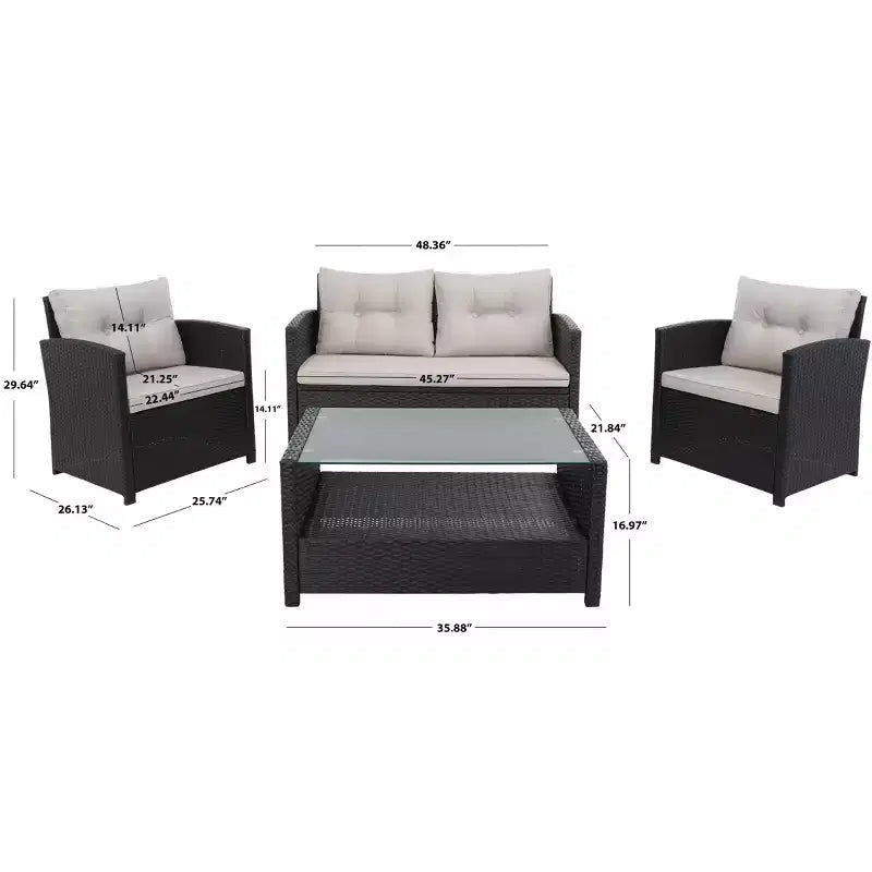 Conjunto de sala de 4 piezas Vellor - Interior/exterior - PAT7516 - Safavieh