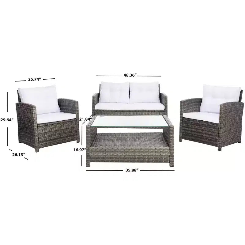 Conjunto de sala de 4 piezas Vellor - Interior/exterior - PAT7516 - Safavieh