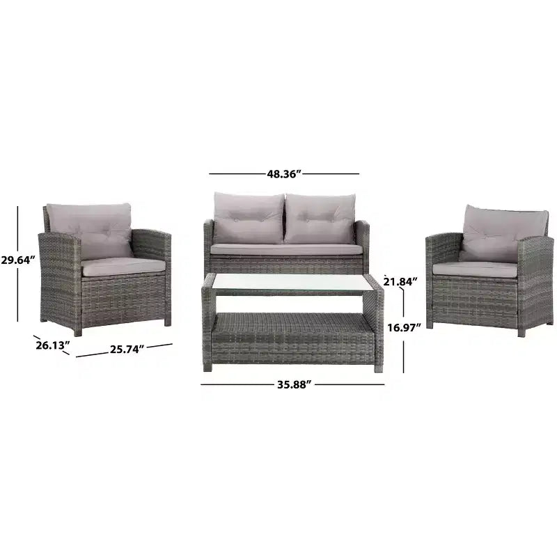 Conjunto de sala de 4 piezas Vellor - Interior/exterior - PAT7516 - Safavieh