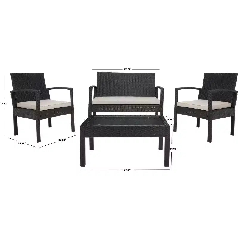 Juego de sala Bassey de 4 piezas - Interior/exterior - PAT7507 - Safavieh