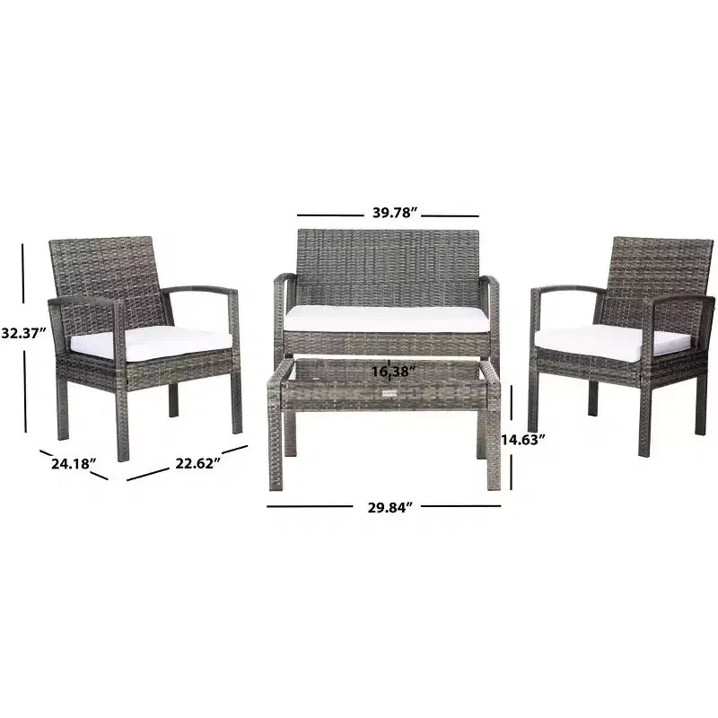 Juego de sala Bassey de 4 piezas - Interior/exterior - PAT7507 - Safavieh