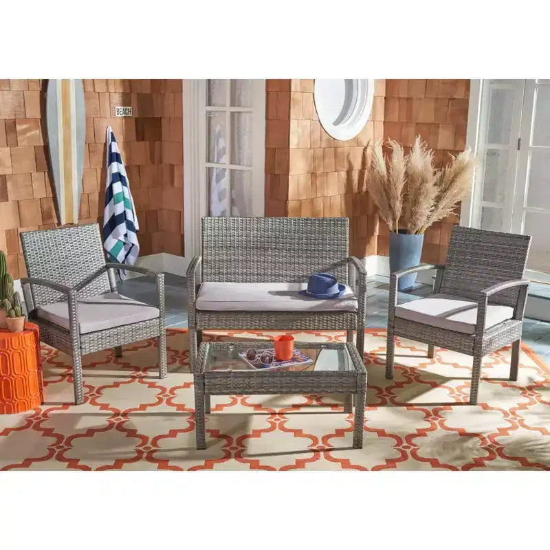 Juego de sala Bassey de 4 piezas - Interior/exterior - PAT7507 - Safavieh