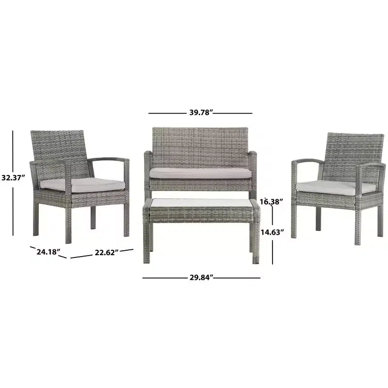 Juego de sala Bassey de 4 piezas - Interior/exterior - PAT7507 - Safavieh