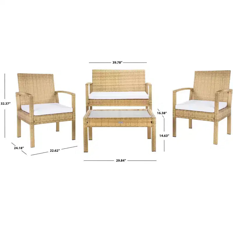 Juego de sala Bassey de 4 piezas - Interior/exterior - PAT7507 - Safavieh