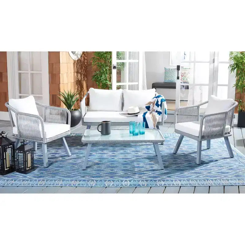 Conjunto de sala de 4 piezas de cuerda Torsla - Interior/exterior - PAT7520 - Safavieh