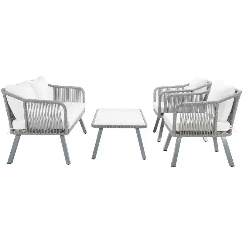 Conjunto de sala de 4 piezas de cuerda Torsla - Interior/exterior - PAT7520 - Safavieh