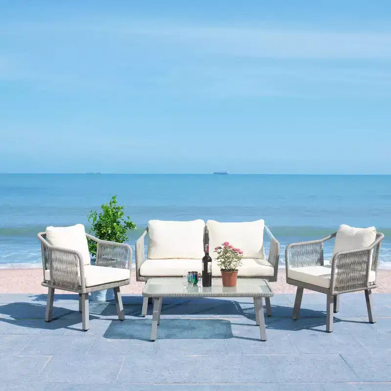 Conjunto de sala de 4 piezas de cuerda Torsla - Interior/exterior - PAT7520 - Safavieh