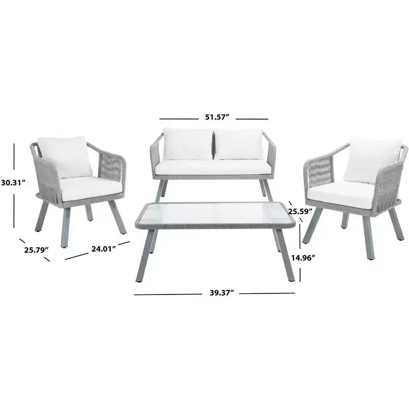 Conjunto de sala de 4 piezas de cuerda Torsla - Interior/exterior - PAT7520 - Safavieh