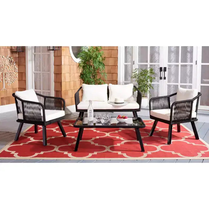 Conjunto de sala de 4 piezas de cuerda Torsla - Interior/exterior - PAT7520 - Safavieh
