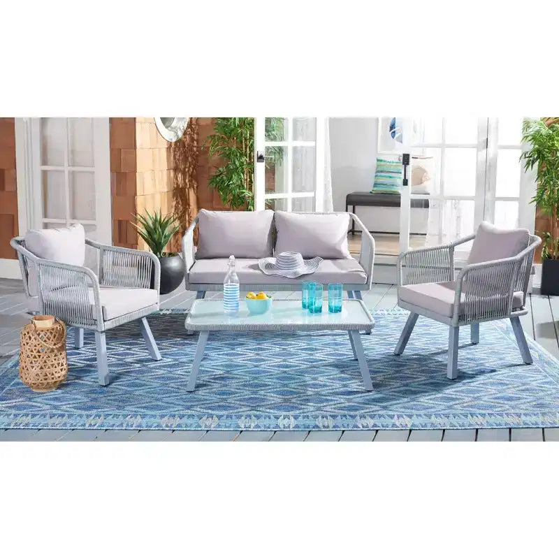 Conjunto de sala de 4 piezas de cuerda Torsla - Interior/exterior - PAT7520 - Safavieh