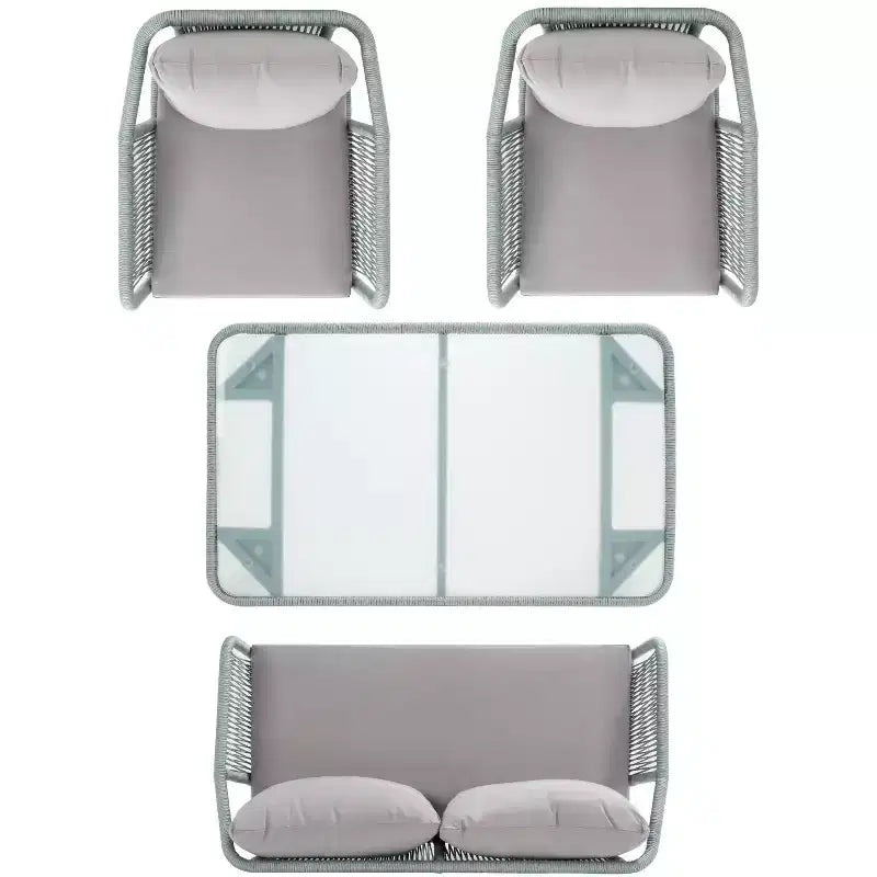 Conjunto de sala de 4 piezas de cuerda Torsla - Interior/exterior - PAT7520 - Safavieh