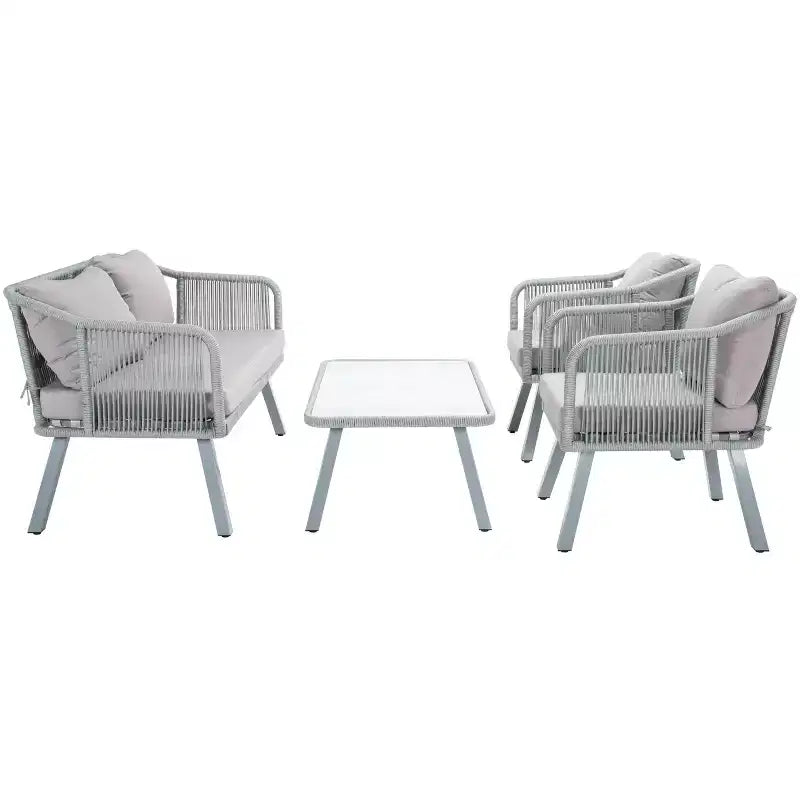 Conjunto de sala de 4 piezas de cuerda Torsla - Interior/exterior - PAT7520 - Safavieh