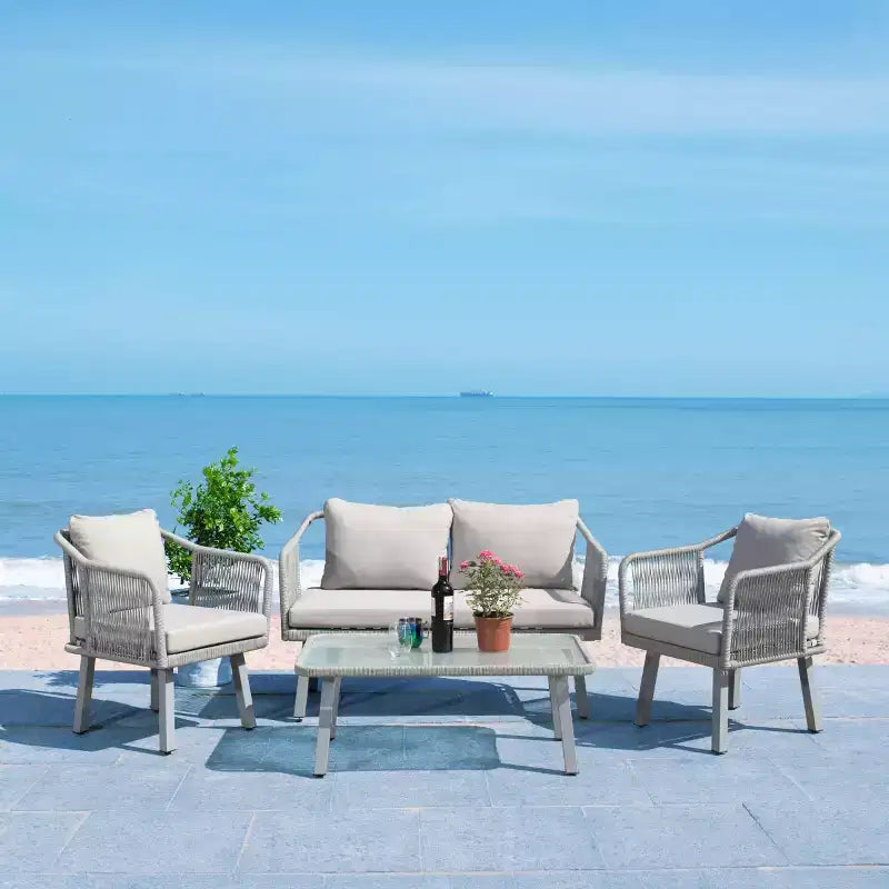 Conjunto de sala de 4 piezas de cuerda Torsla - Interior/exterior - PAT7520 - Safavieh