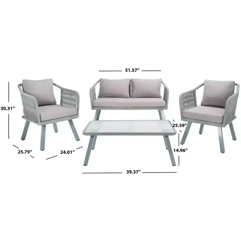 Conjunto de sala de 4 piezas de cuerda Torsla - Interior/exterior - PAT7520 - Safavieh