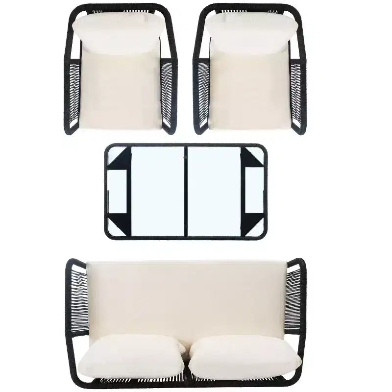 Conjunto de sala de 4 piezas de cuerda Torsla - Interior/exterior - PAT7520 - Safavieh