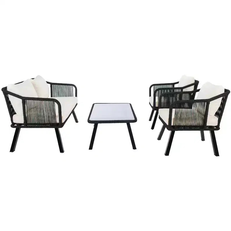 Conjunto de sala de 4 piezas de cuerda Torsla - Interior/exterior - PAT7520 - Safavieh
