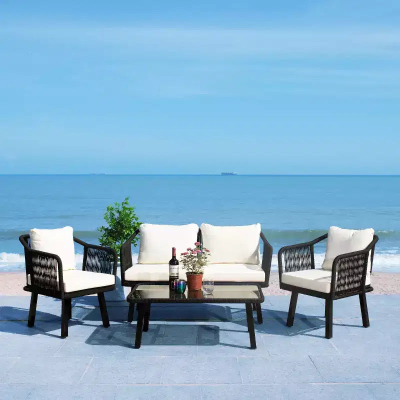 Conjunto de sala de 4 piezas de cuerda Torsla - Interior/exterior - PAT7520 - Safavieh