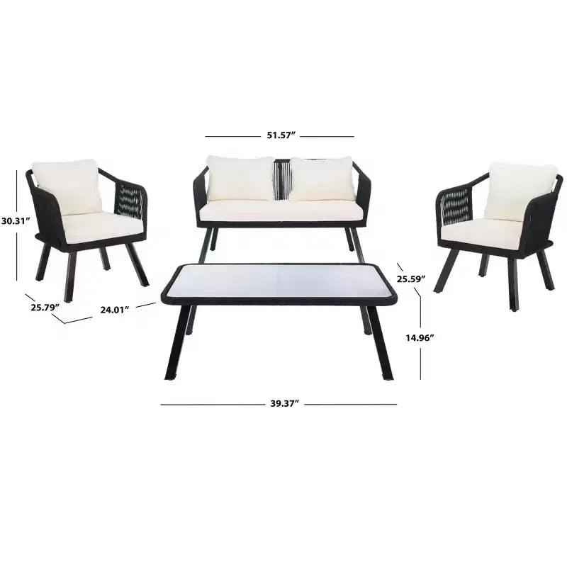 Conjunto de sala de 4 piezas de cuerda Torsla - Interior/exterior - PAT7520 - Safavieh