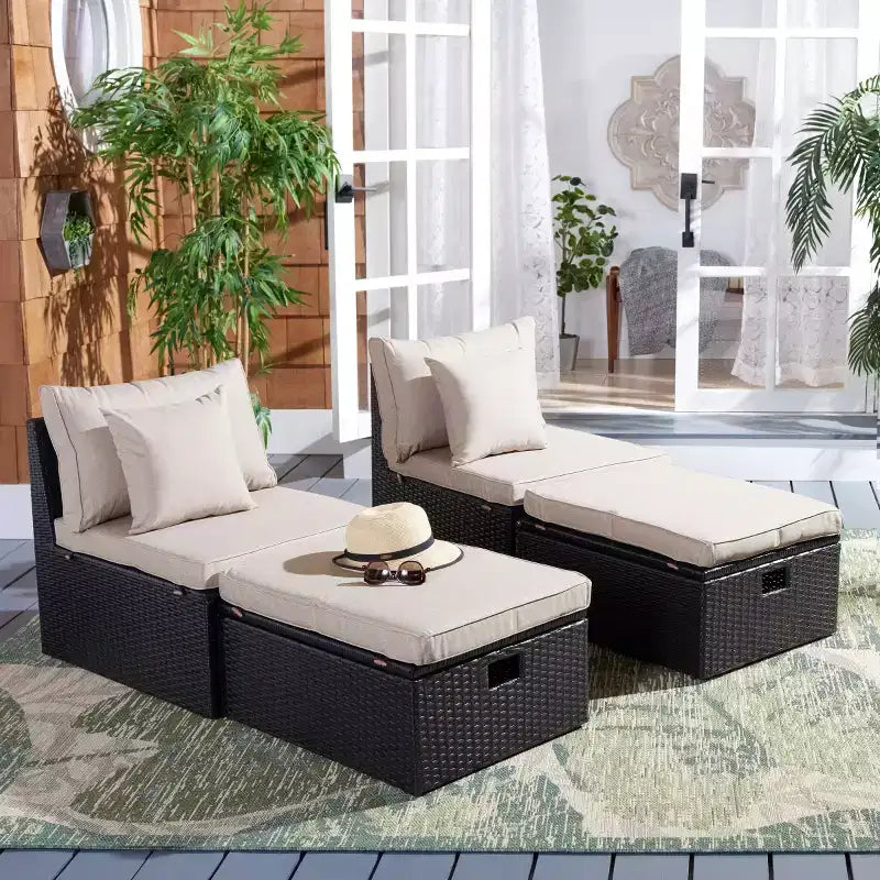Pramla conjunto de sofá y otomana para patio - Interior/exterior - PAT7515 - Safavieh