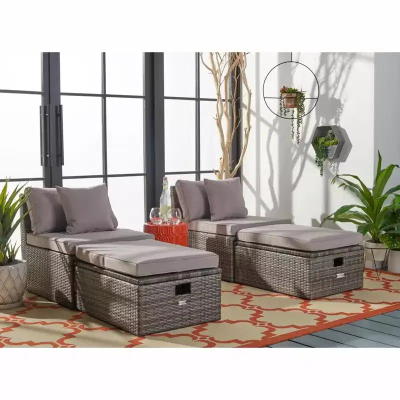 Pramla conjunto de sofá y otomana para patio - Interior/exterior - PAT7515 - Safavieh