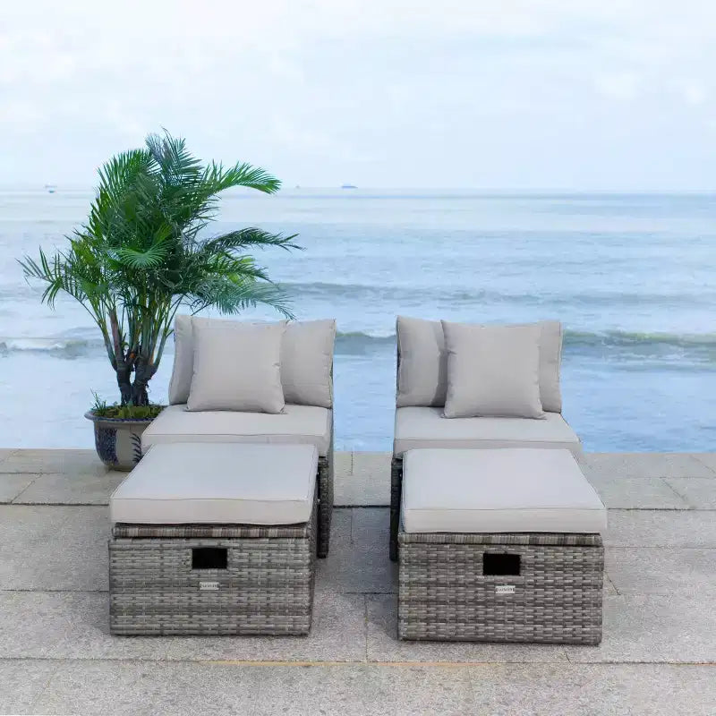 Pramla conjunto de sofá y otomana para patio - Interior/exterior - PAT7515 - Safavieh
