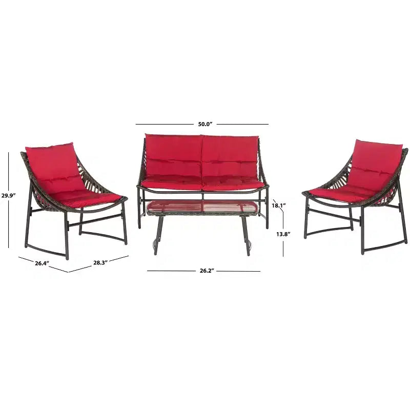 Ensemble de jardin Berkane 4 pièces - intérieur/extérieur - PAT2009 - Safavieh