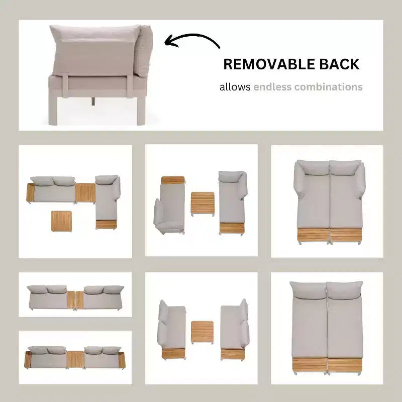 Conjunto de conversación para patio de exterior Amazonia Vista, de 3 piezas, de teca y aluminio fundido