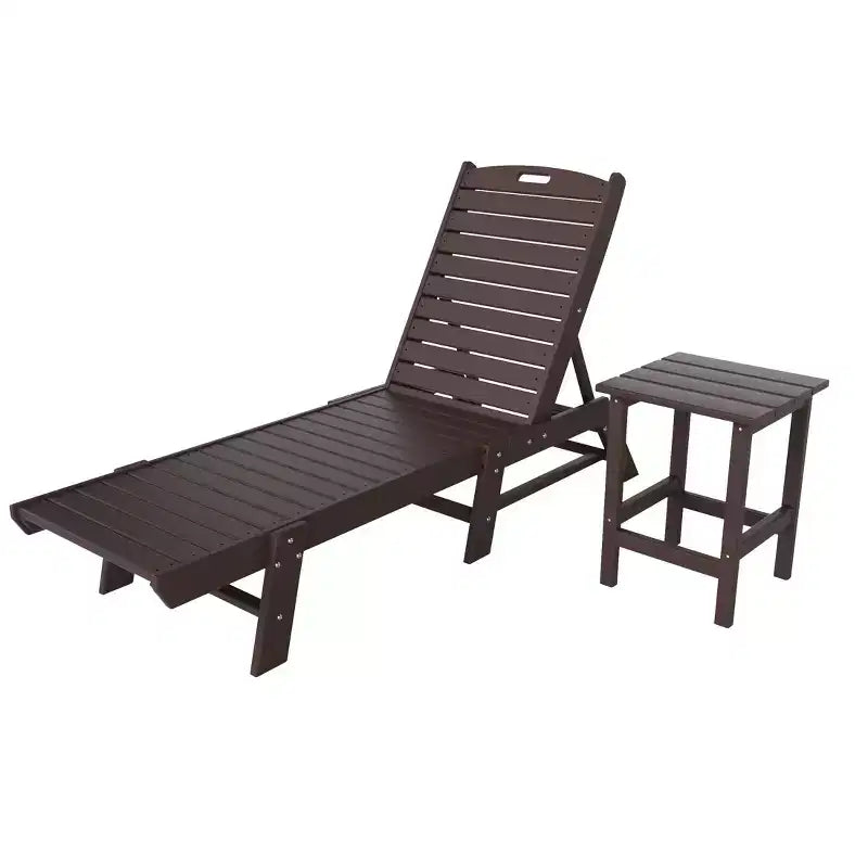 WestinTrends conjunto de 2 piezas de silla tumbona de patio exterior de polietileno con mesa auxiliar
