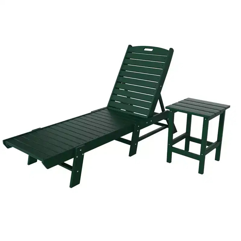 WestinTrends conjunto de 2 piezas de silla tumbona de patio exterior de polietileno con mesa auxiliar