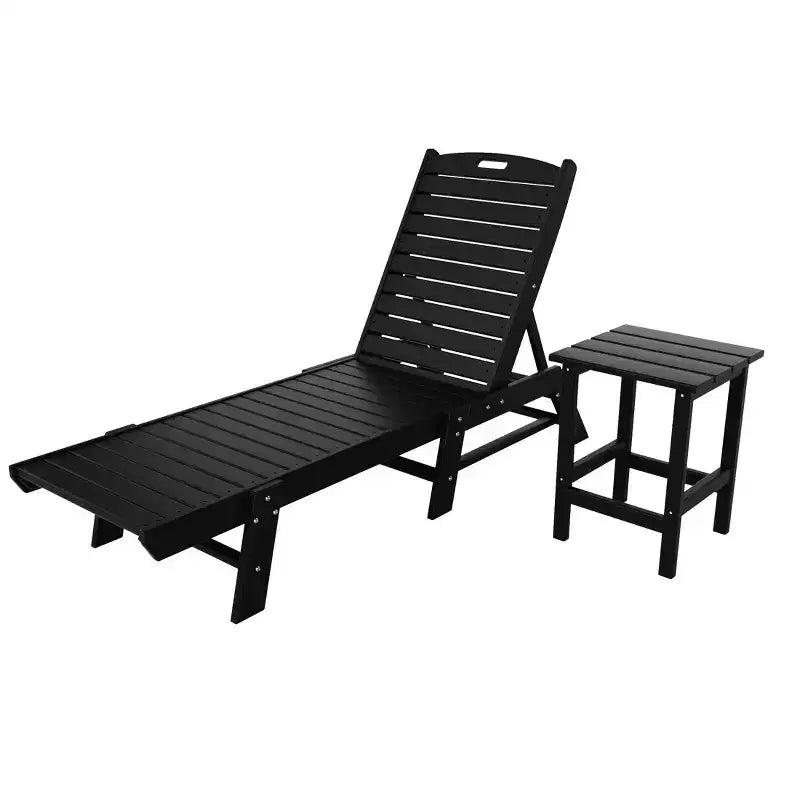WestinTrends conjunto de 2 piezas de silla tumbona de patio exterior de polietileno con mesa auxiliar