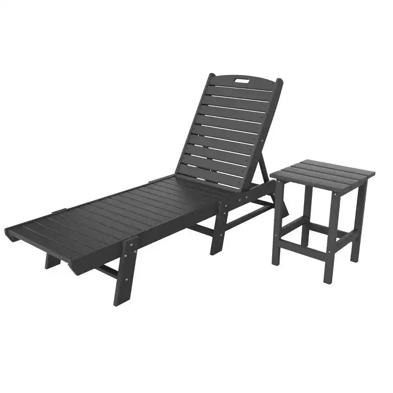 WestinTrends conjunto de 2 piezas de silla tumbona de patio exterior de polietileno con mesa auxiliar