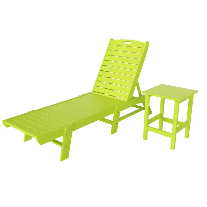 WestinTrends conjunto de 2 piezas de silla tumbona de patio exterior de polietileno con mesa auxiliar