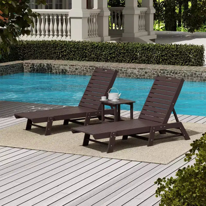 WestinTrends Juego de 3 piezas para patio exterior, de polipropileno, con tumbona y mesa auxiliar