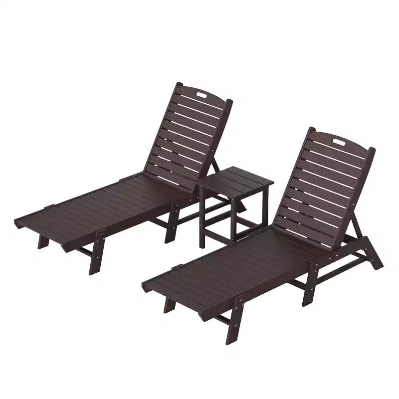 WestinTrends Juego de 3 piezas para patio exterior, de polipropileno, con tumbona y mesa auxiliar