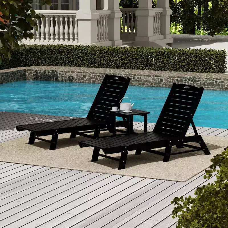 WestinTrends Juego de 3 piezas para patio exterior, de polipropileno, con tumbona y mesa auxiliar