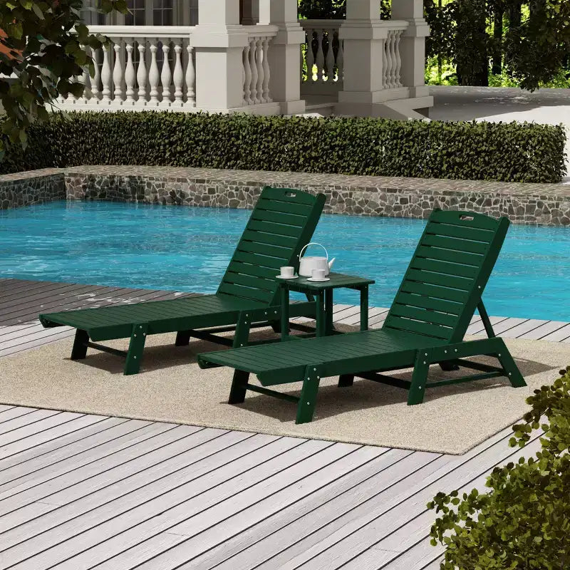 WestinTrends Juego de 3 piezas para patio exterior, de polipropileno, con tumbona y mesa auxiliar