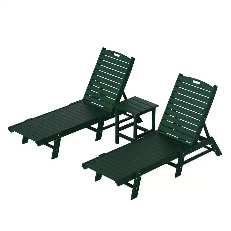 WestinTrends Juego de 3 piezas para patio exterior, de polipropileno, con tumbona y mesa auxiliar